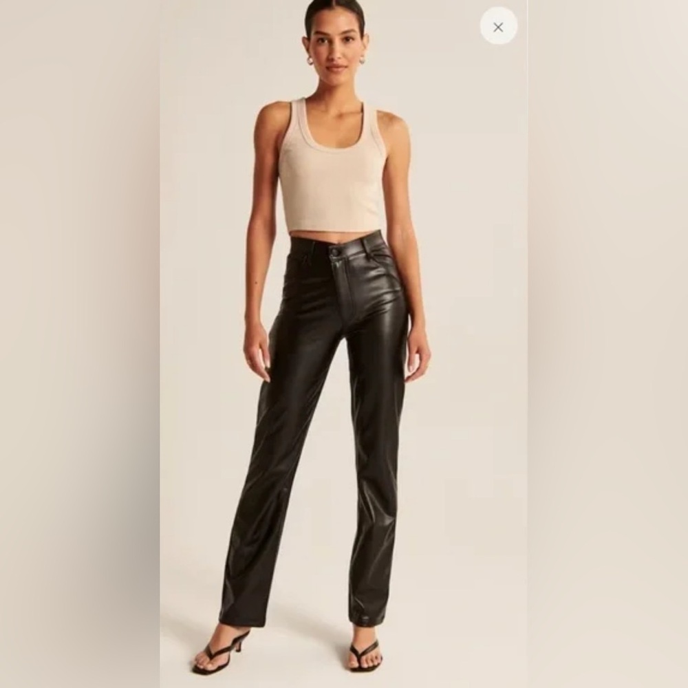 Abercrombie crisscross waistband vegan leather 90s straight